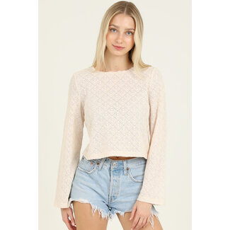 Angie Angie Ltwt Open Knit Flare Slv Top (X2EA8)
