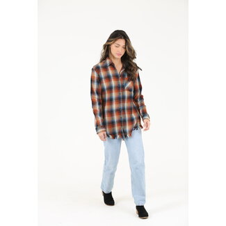 Angie Angie Plaid Flannel Fringe Hem (B2U78)