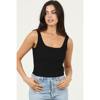 Angie Angie Rib Knit Square Neck  Crop Tank (X2DQ9)