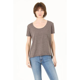 Angie Angie Scoop Neck Shirt  Raw Hem (X2AG4)