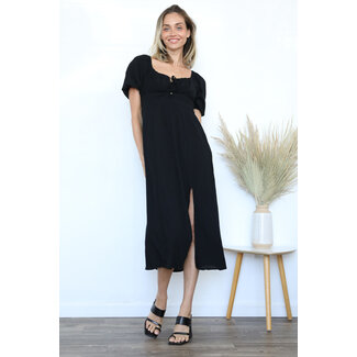 Angie Angie Short Sleeve Tie Front Midi Dress  (C4C09)