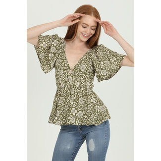 Angie Angie Short Sleeved Top Crossed Back (C2249)