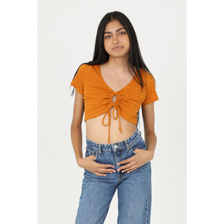 Angie Angie Textured Knit Loop Front Crop Top (X2DM9)