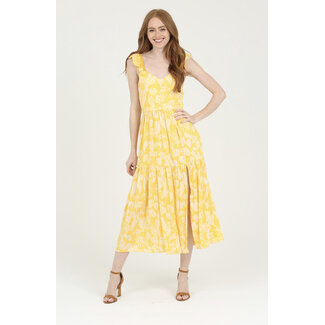 Angie Cap Sleeve Midi Dress With Tiered Skirt (F4F76)