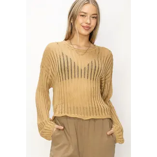 Double Zero Double Zero OPEN KNIT LONG SLEEVE SWEATER (DZ24C030)