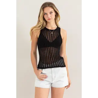 Double Zero Double Zero Open Knit Sleeveless Tank (DZ24C036)