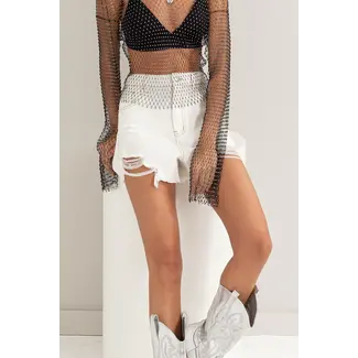 HYFVE HYFVE DISTRESSED HIGH-WAIST DENIM SHORTS (HF24C453)