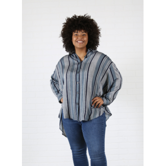 Angie Angie Plus Plaid Button Front Tunic (F9593)