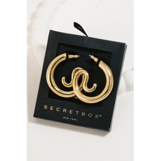 Fame Secret Box Gold Dipped Abstract Tube Hoop Earrings (SB110271)